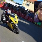 El piloto gallego Javier Álvarez de 47 años con su moto número 36 corriendo en La Bañeza