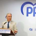 El vicesecretario de Coordinación Autonómica y Local del PP, Elías Bendodo, en la clausura de la reunión del Comité Ejecutivo Autonómico del PPCyL.