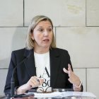 La vicepresidenta de la Junta y consejera de Familia e Igualdad de Oportunidades, Isabel Blanco, en la rueda de prensa de este viernes.