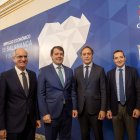 El presidente de la Junta de Castilla y León, Alfonso Fernández Mañueco, participa junto al alcalde de Salamanca, Carlos García Carbayo; el rector de la Universidad de Salamanca, Juan Manuel Corchado; y el presidente de la Diputación de Salamanca, Javier Iglesias, en la firma del segundo protocolo interinstitucional para el impulso de un proyecto de futuro para Salamanca y su área de influencia.