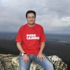 Óscar López, en 2010 cuando presentó al amanecer en el mirador de Hontanares en Riaza su campaña ‘Puro Cambio’.