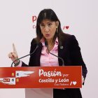 Ana Sánchez, en un momento de su intervención ante los medios en Zamora.