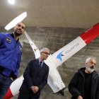 El astronauta Pablo Álvarez visita la Universidad de León, acompañado por la rectora Nuria González y el director de la Escuela de Ingeniería, Joaquín Barreiro