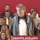 El secretario general electo del PSCyL, Carlos Martínez Mínguez, en su acto público en Zaragoza