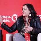 Miriam Andrés durante el 15 Congreso del PSOECyL que se celebra este fin de semana en palencia.