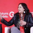 Miriam Andrés durante el 15 Congreso del PSOECyL que se celebra este fin de semana en palencia.