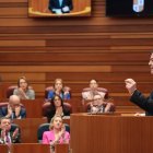 El presidente de la Junta, Alfonso Fernández Mañueco, durante su intervención en el pleno sobre política general.