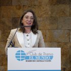 La consejera de Agricultura, Ganadería y Desarrollo Rural, María González Corral, en su intervención en el Club de Prensa de El Mundo Diario de Castilla y León.