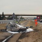 Estado en el que quedó el vehículo calcinado en el accidente de la A-231.