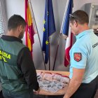 Autoridades de España y Francia con las joyas robadas.