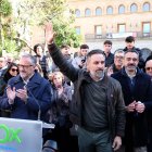 El presidente de Vox, Santiago Abascal, en un mitin en la plaza de los Bandos de Salamanca