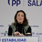 La consejera de agricultura María González Corral atiende a los medios de Comunicacion en la sede del PP.