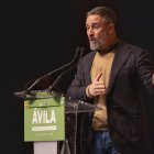 El presidente de Vox, Santiago Abascal, en la presentación de los candidatos al 15-M en Ávila.
