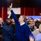 Alberto Núñez Feijóo durante el acto electoral de este viernes en La Bañeza.
