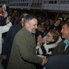 El presidente de Vox, Santiago Abascal, durante la visita a Aguilar de Campoo (Palencia).