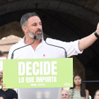 El presidente de Vox, Santiago Abascal, en un acto de precampaña electoral en Burgos. -ICAL