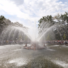 Juegos de agua de una de las fuentes de La Granja, en una imagen de 2019.- ICAL
