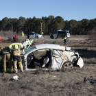 Accidente ocurrido en Fuentelsaz de Soria en febrero. / HDS / Gonzalo Monteseguro