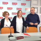 Responsables de la Federación de Enseñanza de CCOO en Castilla y León durante la presentación de la campaña contra el "veto parental". - EUROPA PRESS