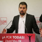 El secretario general del PSOE en Castilla y León, Luis Tudanca, este sábado en Zamora.- ICAL