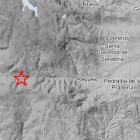 Mapa que marca el epicentro del terremoto que ha sufrido la provincia de Zamora este sábado.- INSTITUTO GEOGRÁFICO NACIONAL