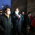 El candidato del PP, Alfonso Fernández Mañueco, participa en un acto público en León junto a Mariano Rajoy. -ICAL