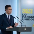 El presidente del Gobierno, Pedro Sánchez, comparece para informar sobre las nuevas medidas adoptadas para frenar la expansión de la COVID-19.-  ICAL