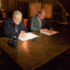 Herero y Castresana firman convenio iluminación interior de la Catedral de Palencia.- E.M.