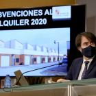 El consejero de Fomento y Medio Ambiente, Juan Carlos Suárez-Quiñones, informa sobre la resolución de la convocatoria de subvenciones de la Junta al alquiler de vivienda 2020 en Castilla y León.- ICAL