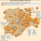 Mapa de incidencia del COVID- 19 en Castilla y León - ICAL