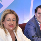 De Gregorio y Mañueco durante una Junta Directiva del PP de Soria en 2018. EM