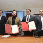 Carriedo y Suárez-Quiñones participan en la firma del protocolo de ampliación del Polígono Industrial de Villadangos entre la Junta y el Ayuntamiento de Villadangos del Páramo.- ICAL