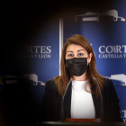 Marta Sanz, durante su comparecencia ante los medios. ICAL