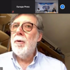 Captura de la rueda de prensa telemática del presidente de CEOE Castilla y León, Santiago Aparicio. - EUROPA PRESS