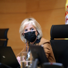 La consejera de Sanidad, Verónica Casado, durante su comparecencia en la Comisión de Sanidad de las Cortes. / ICAL