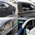 Algunos de los vehículos en los que se produjeron las fracturas de ventanillas y los robos en Salamanca. E.P.