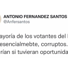 Mensaje del jefe de Gabinete de Alcaldía en su cuenta de Twitter.- EUROPA PRESS