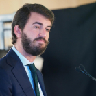 Juan García-Gallardo en una rueda de prensa para valorar los resultados en las elecciones de Castilla y León. -E. PRESS