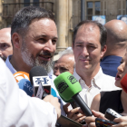 El presidente nacional de Vox, Santiago Abascal, durante su visita a Salamanca.- ICAL