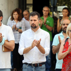 El secretario general del PSOE de Castilla y León, Luis Tudanca, participa en una concentración en Zamora tras el fallecimiento de un brigadista del operativo contra incendios. Ical