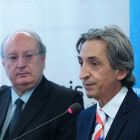 El presidente del Colegio de Economistas, Juan Carlos de Margarida, y el presidente del CES, Enrique Cabero.- ICAL