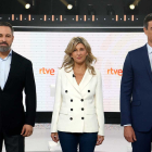 Santiago Abascal, Yolanda Díaz y Pedro Sánchez.-RTVE.