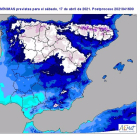 Mapa facilitado por la Aemet sobre la previsión de heladas generalizadas para el fin de semana en Castilla y León. / E.M.