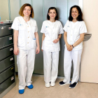 Sara Fernández, Alicia Armentia y Ángela Moro en el Hospital Río Hortega.. EL MUNDO