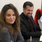 Patricia Gómez Urbán y Luis Tudanca, en la junta de portavoces.-ICAL