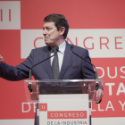 El presidente de la Junta, Alfonso Fernández Mañueco, durante su intervención en el II Congreso de la Industria Alimentaria de Castilla y León.- ICAL