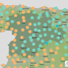 Mapa de la web de AEMET mostrando las temperaturas en la Comunidad hoy martes a las tres e la tarde. -AEMET