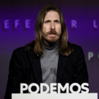 El portavoz de Unidas Podemos, Pablo Fernández, ofrece una rueda de prensa, en la sede de Unidas Podemos en Madrid tras las elecciones de Castilla y León.- E. PRESS
