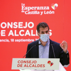 El secretario general del PSOECyL, Luis Tudanca, clausura la reunión del Consejo de Alcaldes del PSOE de Castilla y León. - ICAL