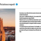 Publicación del Nápoles en Instagram donde se confunde la Catedral de Burgos con la Sagrada Familia. -OFFICIALSSCNAPOLI